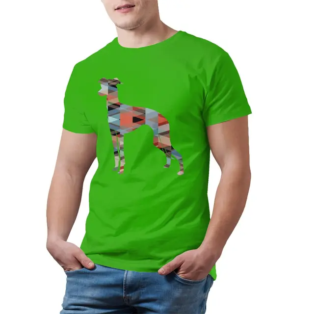 Italian Greyhound T Shirt Geo Pattern Silhouette T-Shirt Awesome 100 Percent Cotton Tee Shirt Man 4xl Tshirt green