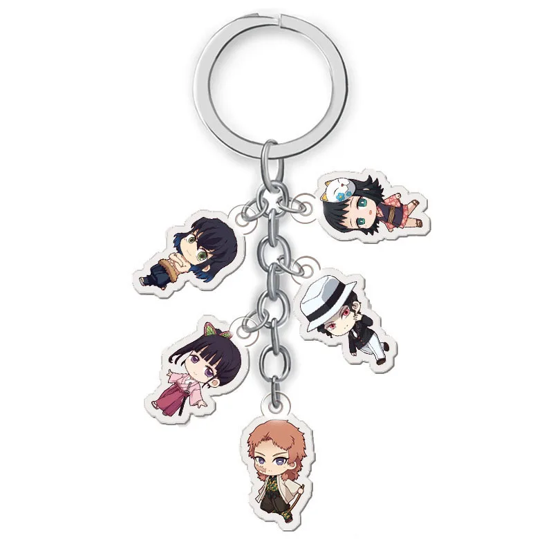 Аниме Demon Slayer Kimetsu No Yaiba брелок мультяшная фигурка Kamado Tanjirou Nezuko акриловое кольцо для ключей - Цвет: H03