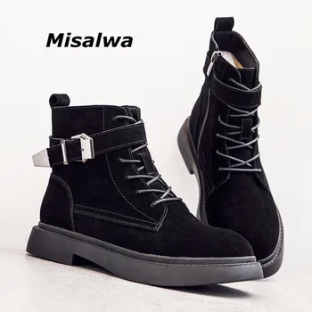 

Misalwa Spring / Winter Fur High Top Women Cow Suede Leather Boots Round Toe Zip Buckle Chelsea Boots Women Platform Shoes