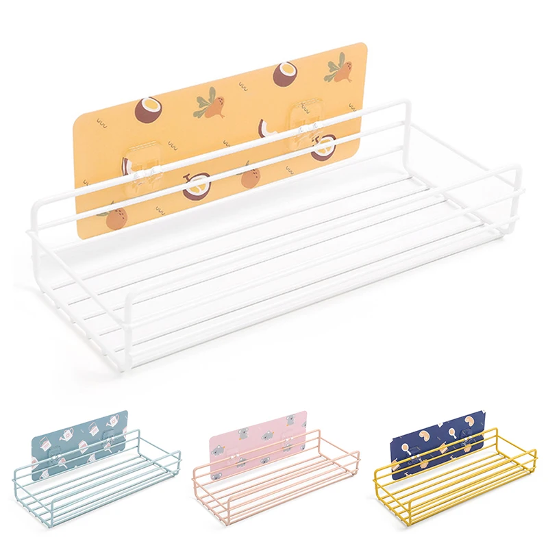 

Hot Selling 2PCS Bathroom Accessories Iron Storage Rack Free Punching Wall Hanging Holder Basket Toilet Kitchen Storage Shelf