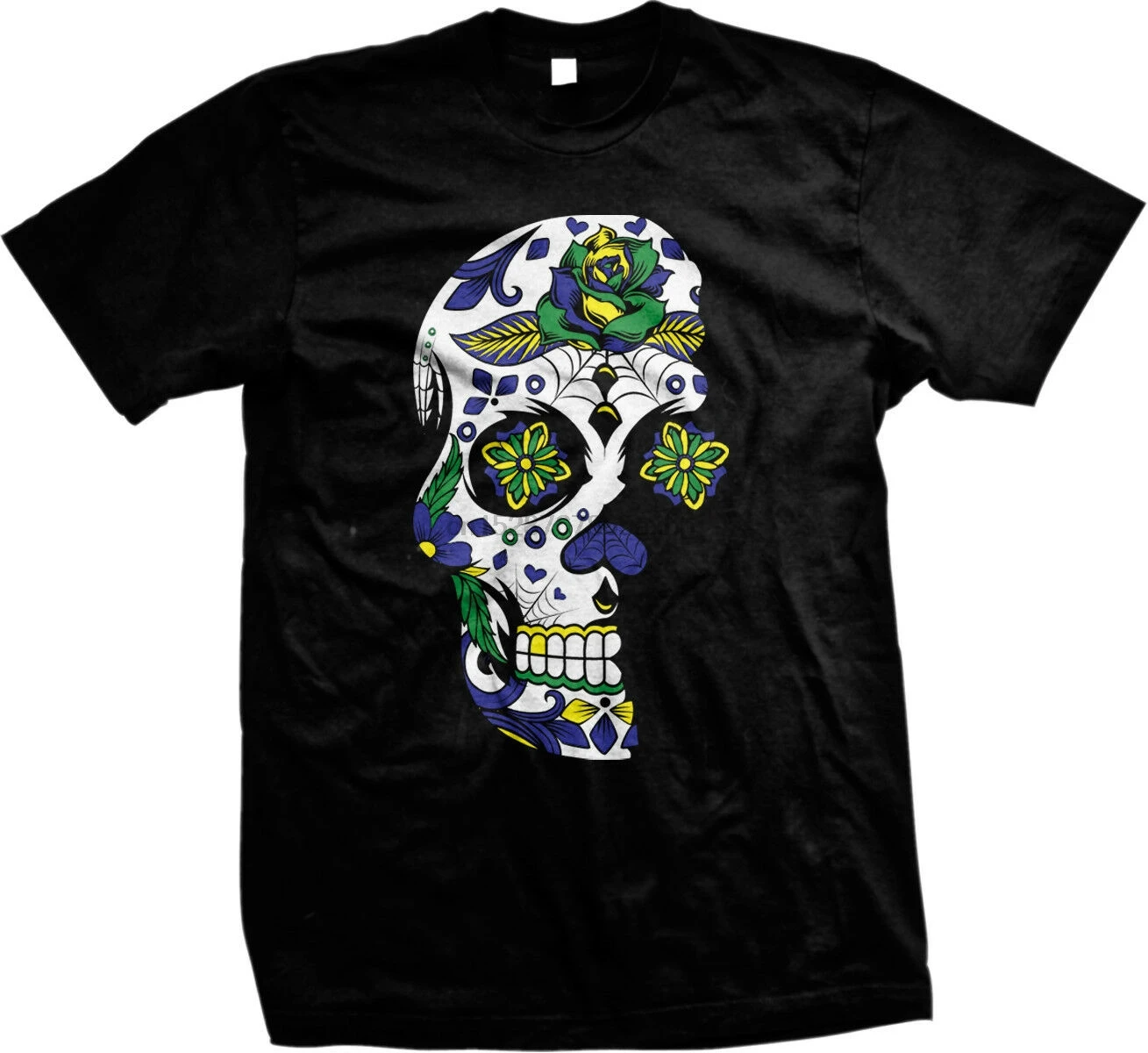Dia De Los Muertos сахарный Цветочный Череп День мертвых Бразилия Мужская футболка |