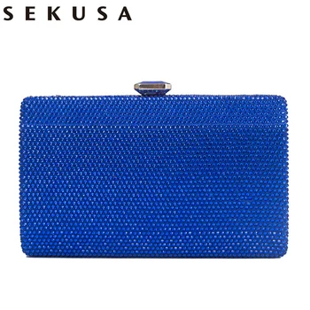 

SEKUSA Handmade style shoulder chain wedding bridal clutch purse metal brand design phone pocket money bags