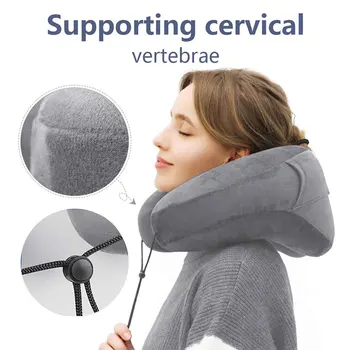 

Folding Lightweight Travel Pillow H-Shape Inflatable With Hat Sleeping Cushion For Airplane Car Seat Office Nap Neck Pillows