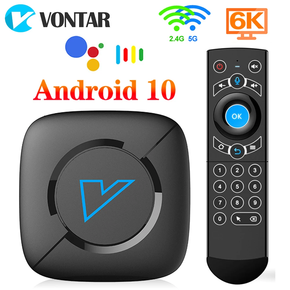 VONTAR V6 Smart TV Box Android 10 4G 64GB Support 1080p 4K 3D Dual wifi BT5.0 Google Voice Player Store Youtube Set Top Box