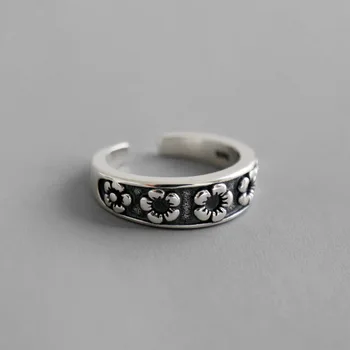 

Size4 SMALL SIZE 100% Authentic 925 sterling silver Vintage Daisy Flower Band Midi Toe Knuckle Rings adjust TLJ921