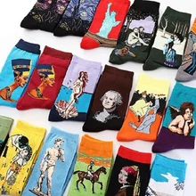 Забавные носки Новое искусство Мона Лиза Фреска всемирно известная серия масляной живописи горячая распродажа Женские носки осень зима Ретро Женщины