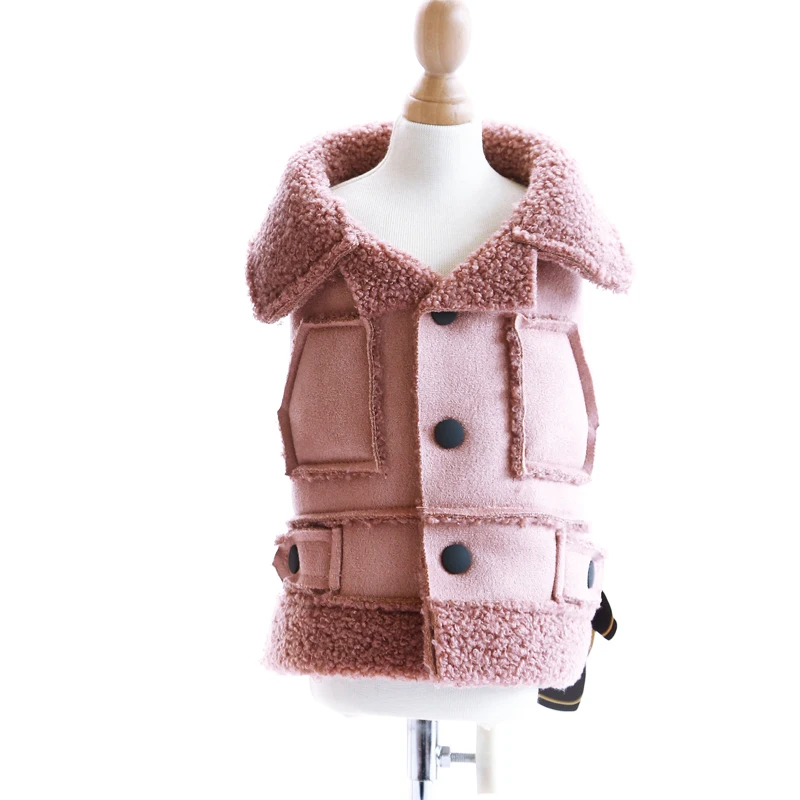 Горячая Распродажа, зимнее пальто для собак, теплый шерстяной жилет для щенков, мотоциклетный жилет - Цвет: pink