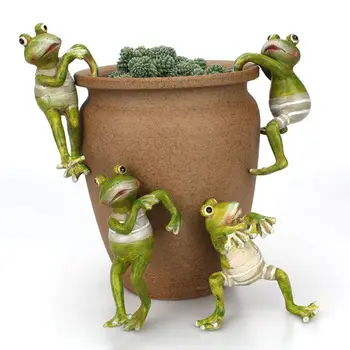 

4 pieces Flowerpot Accessories Resin Frog Pot Huggers Decorations Frog Figurines Potting Animal Ornaments Flowerpot Accessories