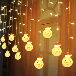 5m 216 LEDs Snowman Curtain Icicle Lights String 8 Modes Connectable Christmas Snowman Fairy Light for Xmas Party Home Decor