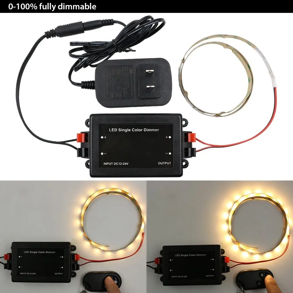 LED Dimmer Controller LED Single Color Dimmer 3Key RF Remote Control Wireless LED Controller DC 12V 24V 8A for SMD 5050 3528 Strip Light Rope