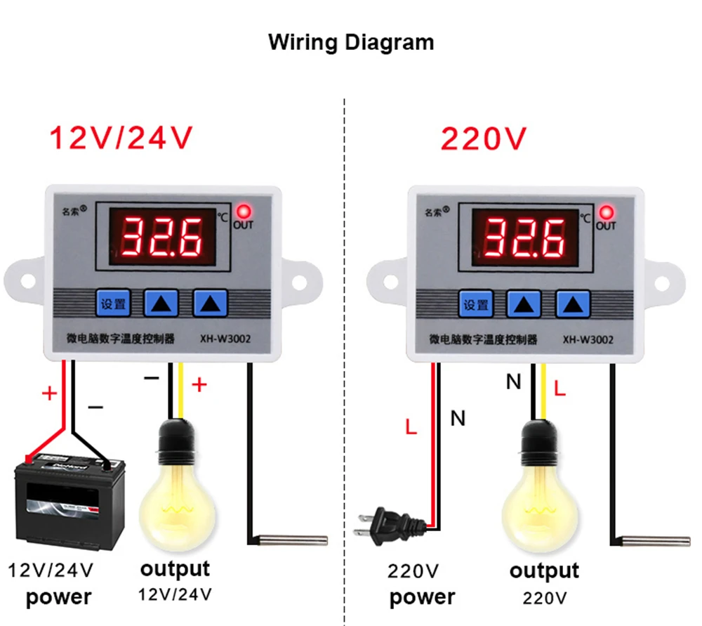 AC 110-220 В контроллер температуры цифровой термостат терморегулятор XH W3001 W3002 W3230 W3231 W1209WK измеритель температуры тест