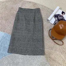 Новая женская мода сексуальные Стразы После Сплит клетчатая юбка 1115