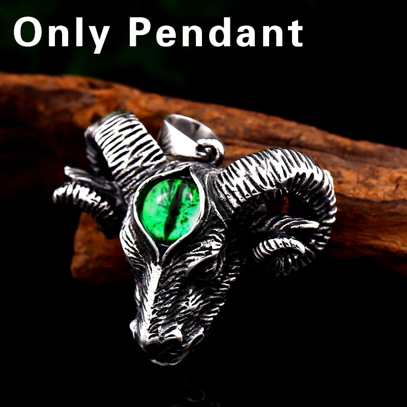 Стальной солдат, высокое качество, нержавеющая сталь, животное, кулон, антикварное мужское ожерелье, Викинг, колье, ювелирные изделия - Окраска металла: green eye pendant