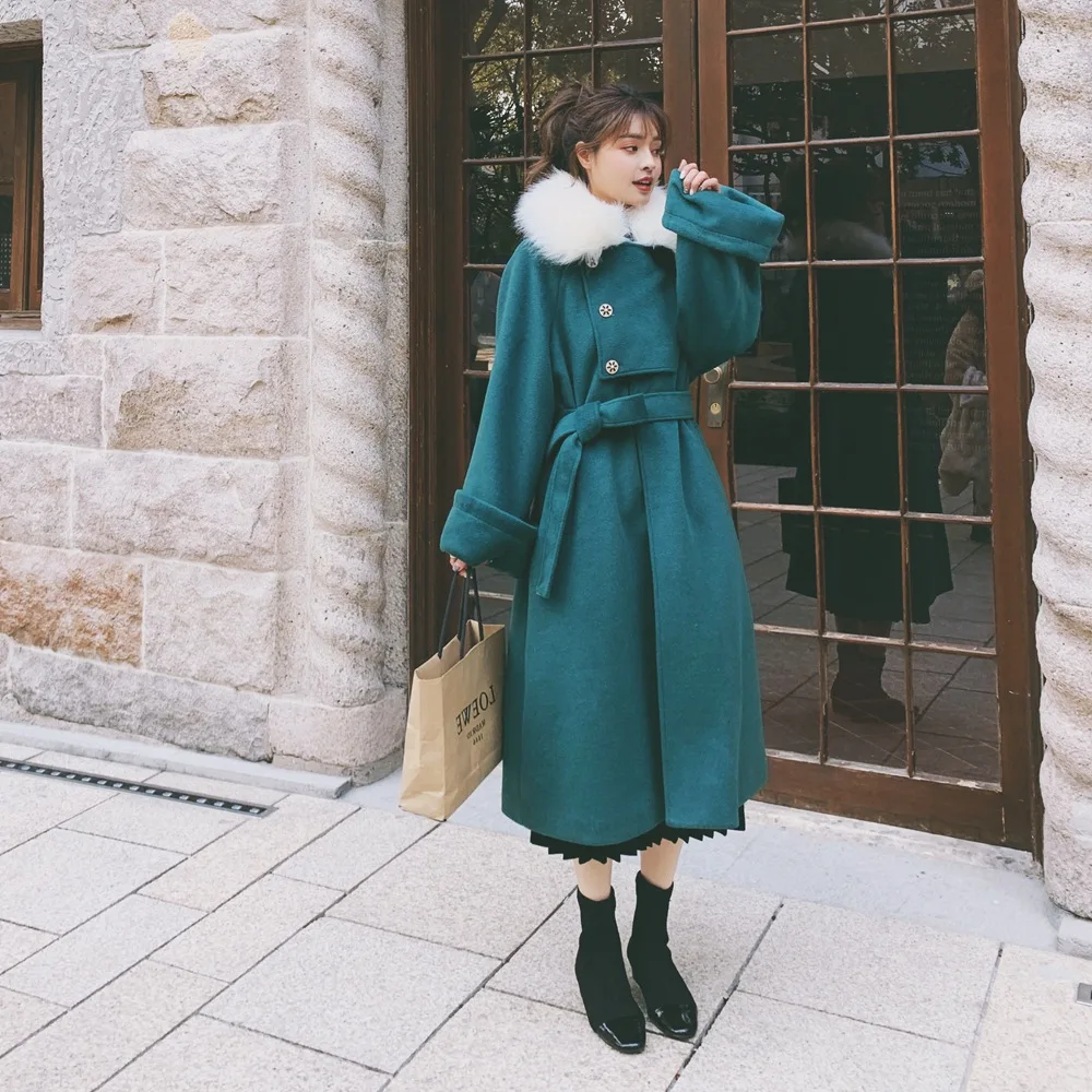 

Photo Shoot Hepburn Elegant Single Breasted Woolen Jacket 2019 Winter New Style WOMEN'S Dress Retro British Style Woolen Overcoa