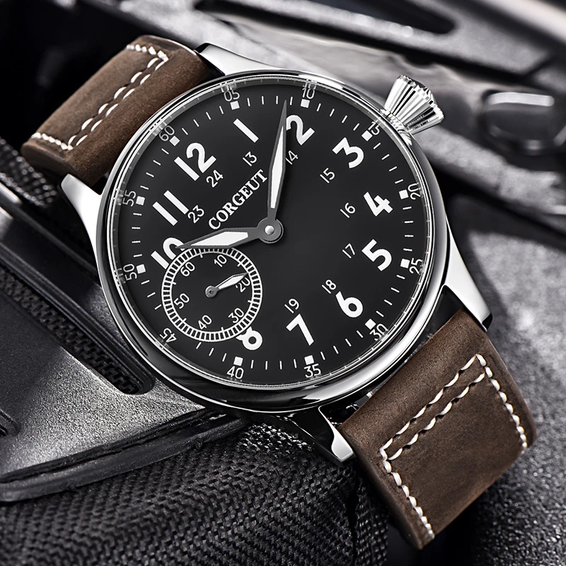 CORGEUT Top Aviator Mechanical Men's Watch Self-Winding Men's Watch NH35A Movement Leather Strap Men's Clock 2021 Luxury Brand