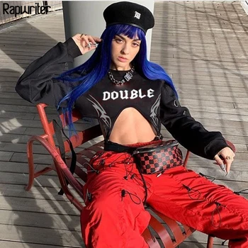 

Rapwriter O-Neck Long Sleeve Black Cut Out Gothic Letter Reflective Bodysuit Women 2019 Hollow Out Sheer Sexy Bodysuit Autumn