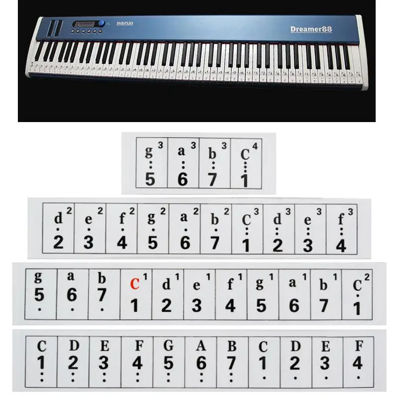 Не оставляет следов фортепианная наклейка учится играть 61/88Key прозрачная наклейка s черный для взрослых детей
