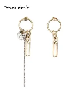 

Timeless Wonder Gorgeous Asymmetric Zirconia Geo Drop Earrings Women Jewelry Gothic Boho Designer Ins French Top Hip Hop 6656