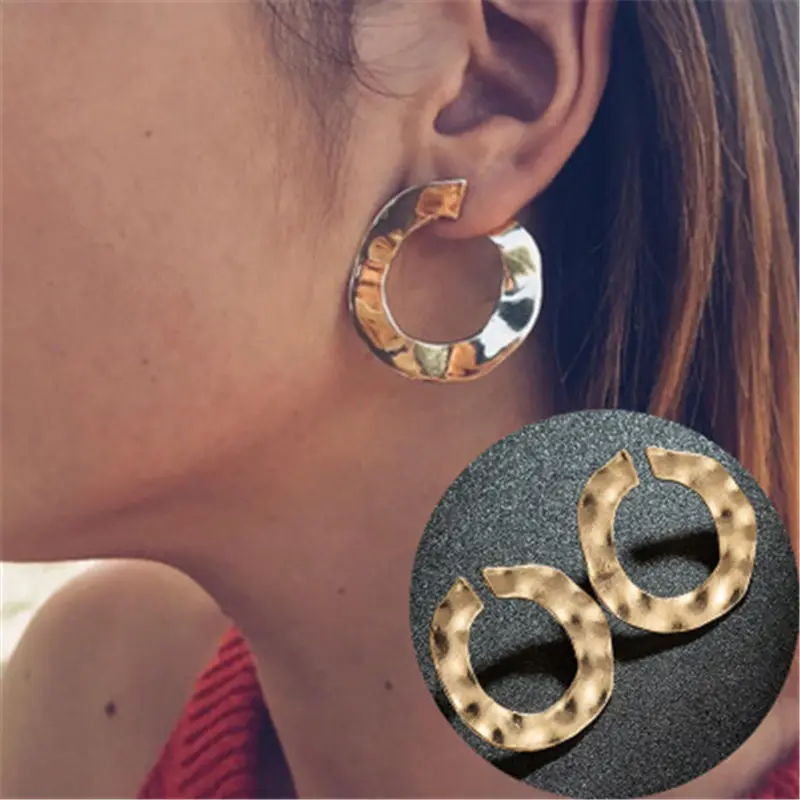 Simple Trendy Earrings Geometric Irregular Round Stud For Women Vintage Circle Earring Fashion Jewelry Gifts Oorbellen |