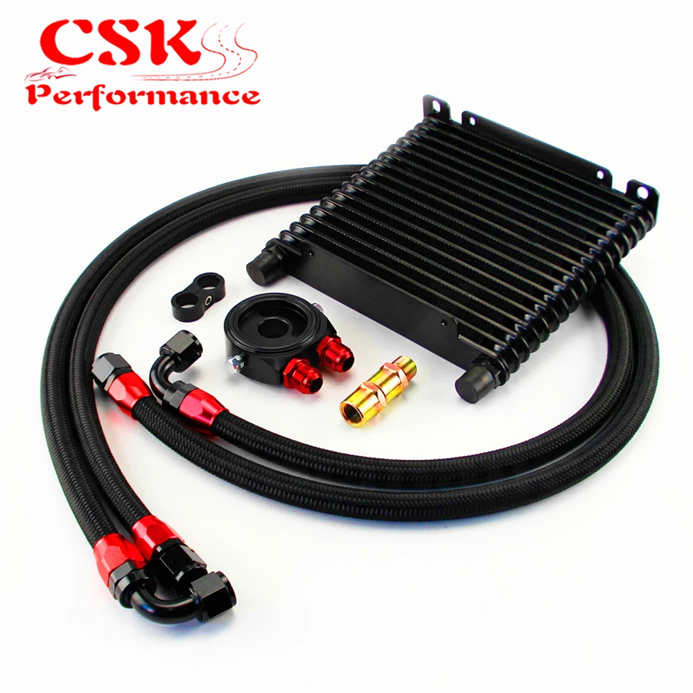 Universal 17 Row AN10 Oil Cooler 260x175x32mm Kit For track / project race Black |