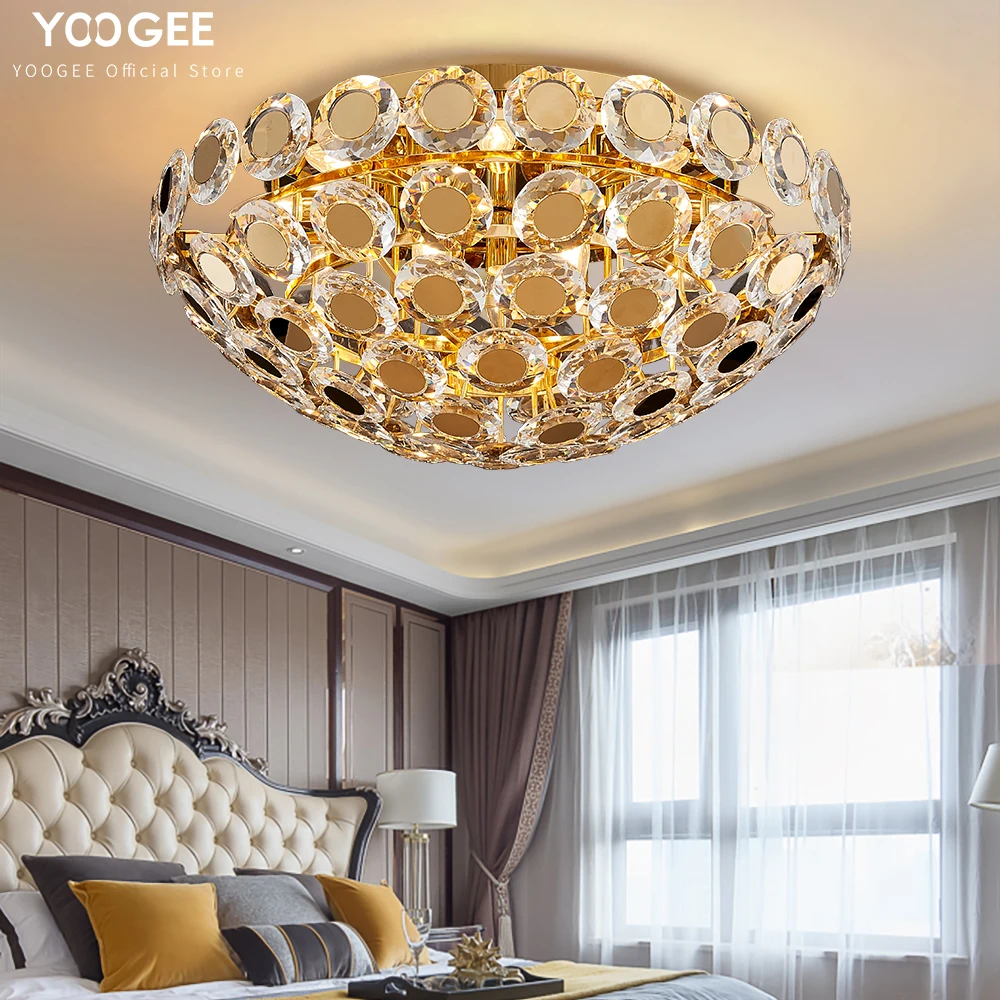 

YOOGOO Modern Gold Ceiling Lights Living Room Crystal Bedroom Lamp Creative Art Deco Corridor Lighting Fixtures