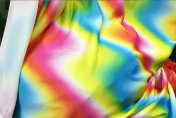 

150cm * 100cm Seven Color Curve Gradient Color Spandex Printed Four-Sided Large Elastic Impervious Swimsuit DIY Garment Material