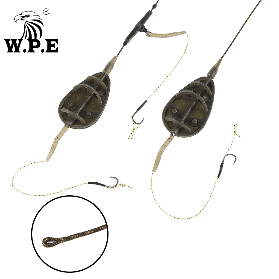 

W.P.E 1pcs 40g-80g Europe Carp Fishing Hook Group Method Feeder Rig Hair Accessory Lead Core Line Method ARC Flat Fishing Tackle