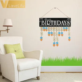

Wooden Calendar Family Birthday DIY Board Plaque Hanging Reminder New Year Gifts Advent Calendar Christmas New Year's Decor