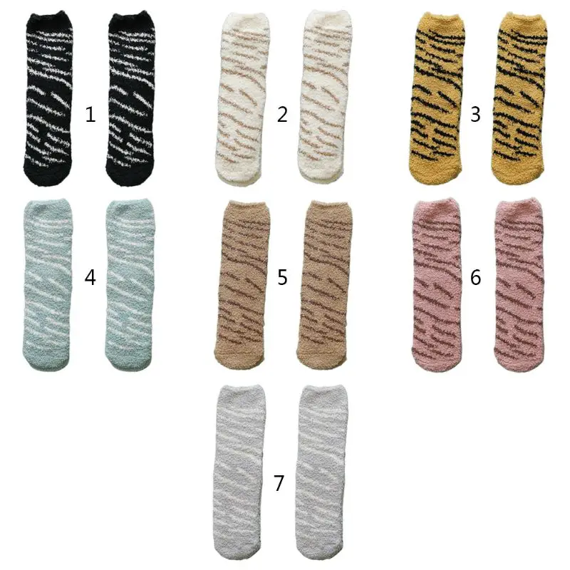 Женские зимние коралловый бархат Главная тапочки носки женские повседневные милые леопардовые теплые носки до середины икры чулочно-носочные изделия 7 видов стилей