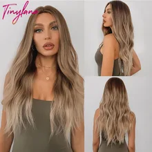 

Long Ombre Brown Blonde Synthetic Wig For Women Loose Wave Middle Part Layered Wigs Natural Hair Daily Party Use Heat Resistant