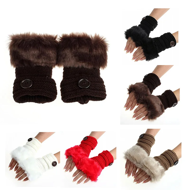 

New Winter Plush Knitting Gloves Women Warm Wrist Fingerless Gloves Warm Short Gloves Fingerless Ladies And Women Half Finger