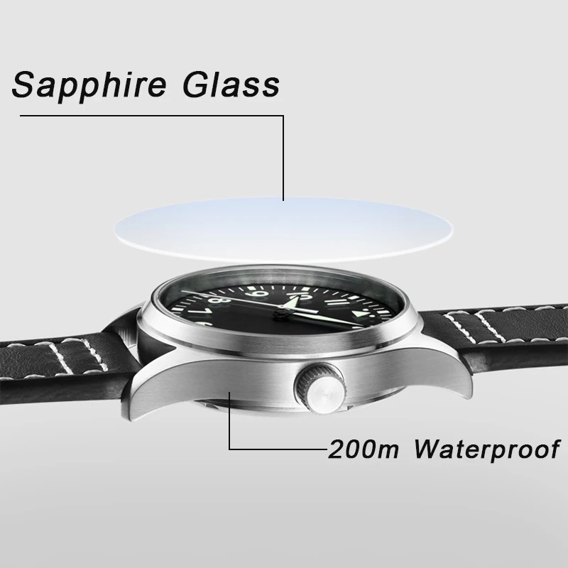 Japan Nh35 Pilot Watch Automatic Mechanical Diver Watch Super Luminous Men Watches Sapphire-6