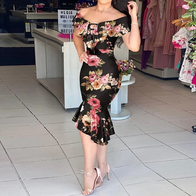 Sexy Women Deep V Neck Split Dress 