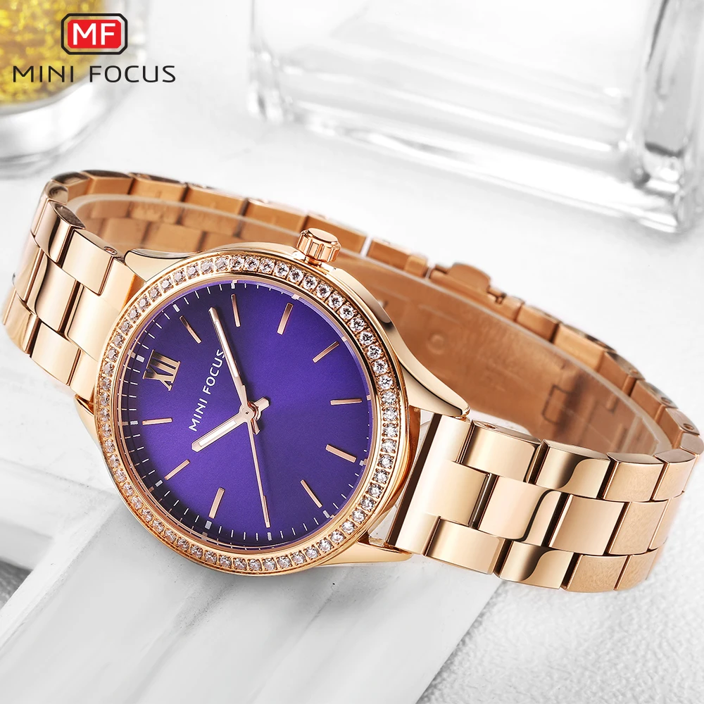 MINIFOCUS Fashion Rhinestone Women Watches Top Brand Luxury Stainless Steel Watch Women Rose Gold Quartz Girls Watches Womans MINIFOCUS Fashion Rhinestone Women Watches Top Brand Luxury Stainless Steel Watch Women Rose Gold Quartz Girls Watches Womans