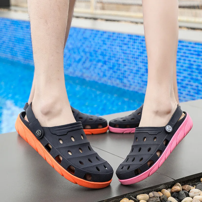 Г. Летние новые стильные мужские сандалии дышащая пористая обувь с закрытым носком и вырезами Нескользящие сандалии с мягкой подошвой, большие размеры