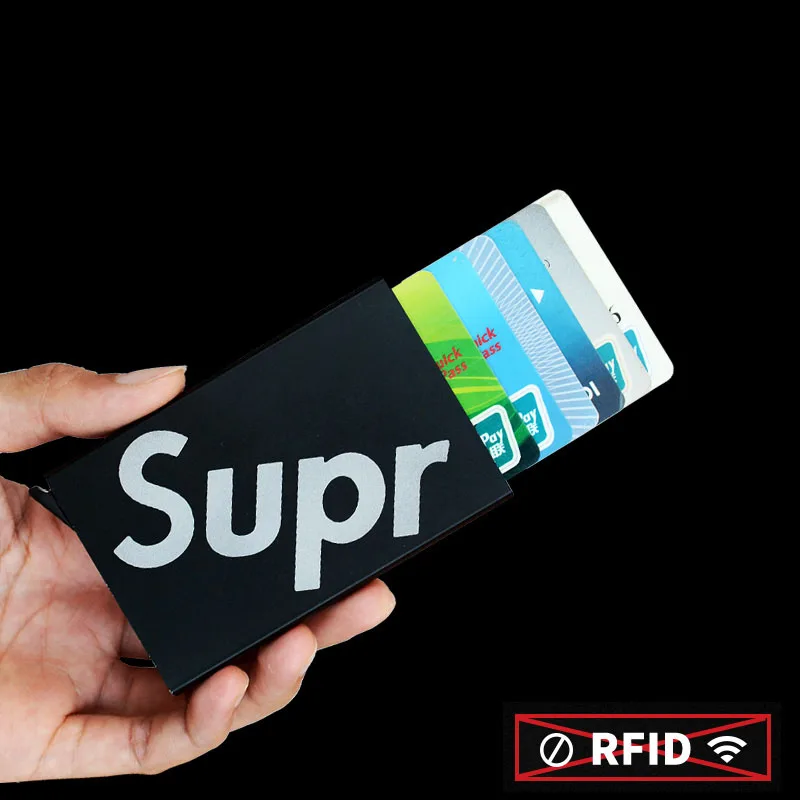 

KEMY2020 New Fashion Slim Carbon Fiber Credit Card Holder RFID Non-scan Metal Wallet Purse Male Carteira Masculina Billetera