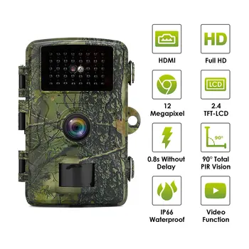 

Hunting Camera 1080P 12MP IP66 Waterproof Outdoor Wildlife Surveillance Camera w/ 2.4in Screen Super Night Version Wide Angle