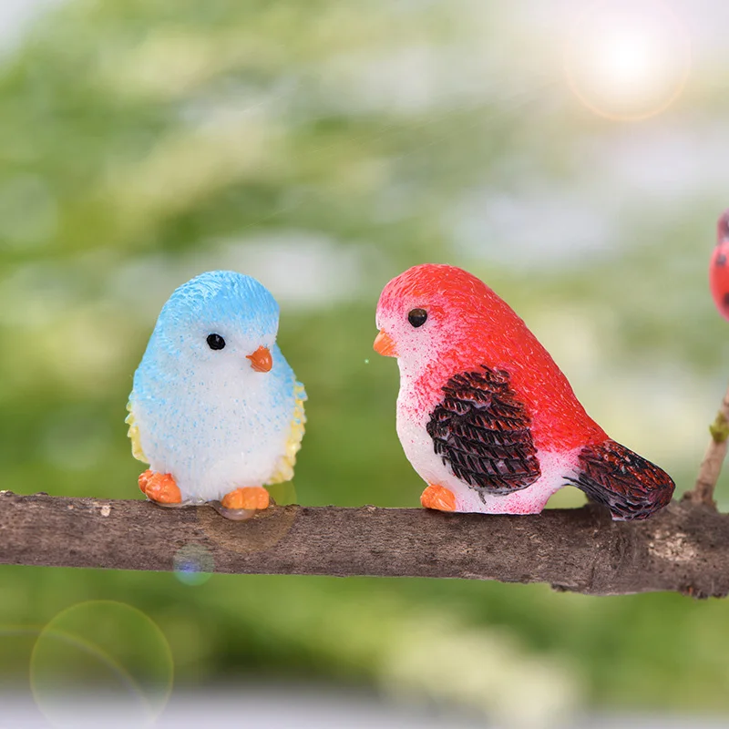 Simulation Parrot Bird Figurine Animal Miniature Model Fairy Garden Decor L 
