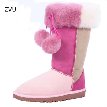 

ZVU 2020 new fashion real fur integrated female snow boots women winter boots long thermal boots women fur lovely boots