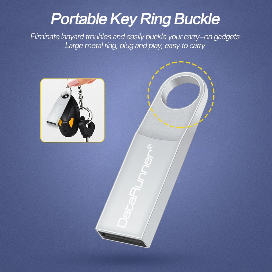 DataRunner Key Chain USB 2.0 Flash Drive Metal Pen Drive 64GB 32GB 16GB 8GB 4GB Pendrive Waterproof USB Stick Memory Stick
