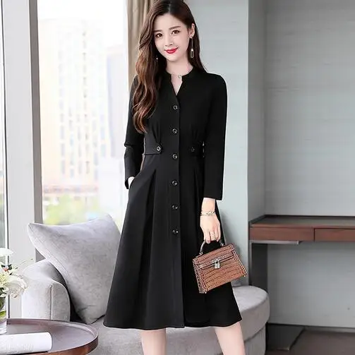 Large Size A-line Women Dress Vestido De Festa Solid Color Stylish Midi Ukraine Office Work Sukienki Vestidos DC360 | Женская одежда