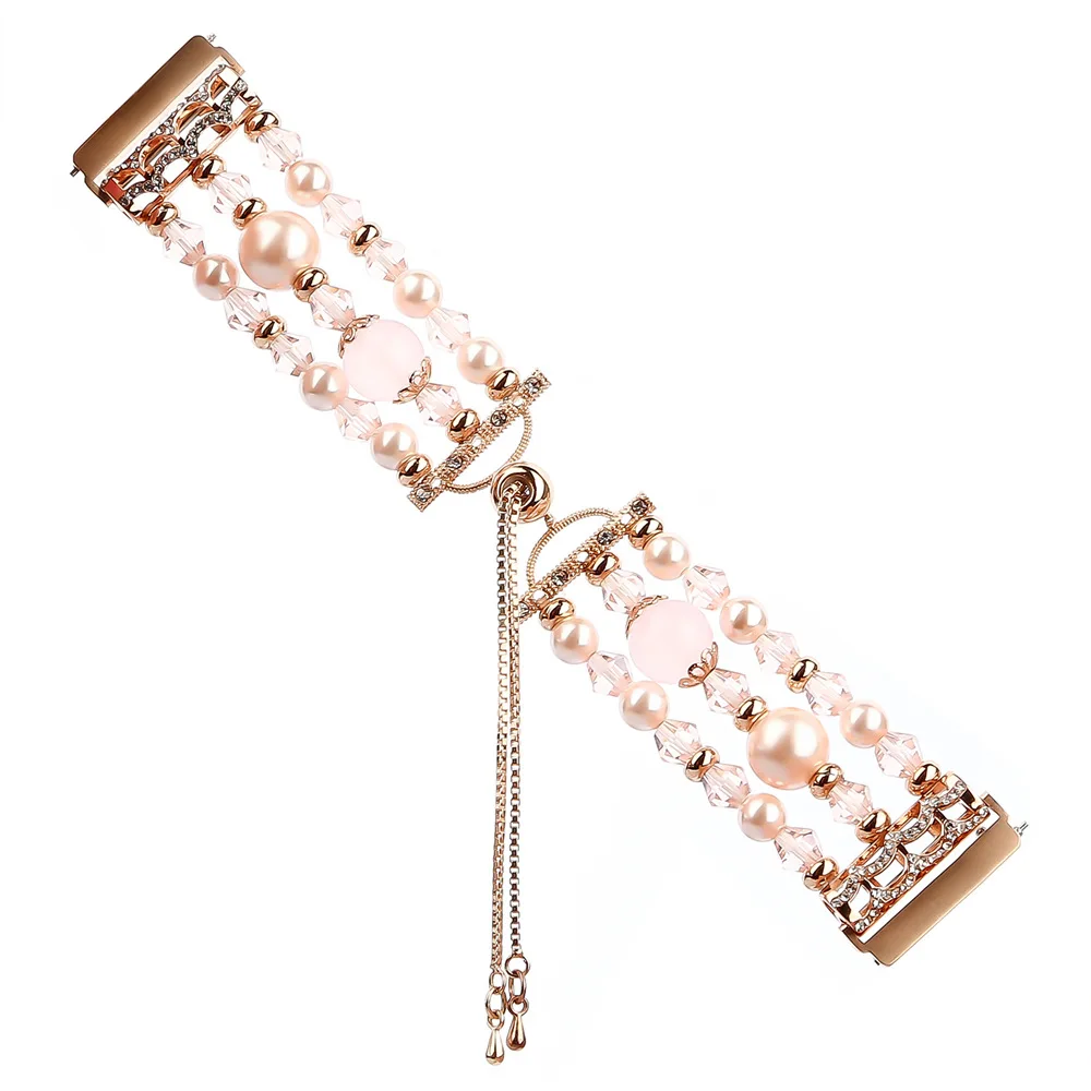 Rose gold Умный ремешок для часов Fitbit Versa Agate Beads эластичная цепь браслет ремешок Женский/женский сменный Браслет ремень аксессуары - Цвет ремешка: Rose gold