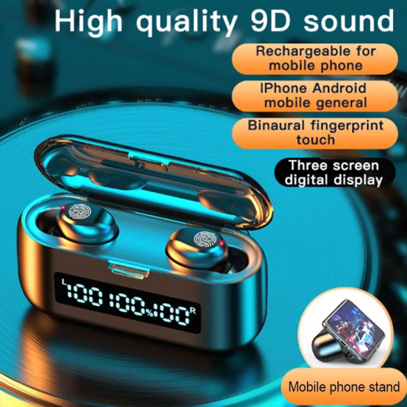 F9 46 TWS Bluetooth 5 1 Earphones LED Touch Control Digital Display Wireless Bluetooth Earbud With Microphone Charging Box