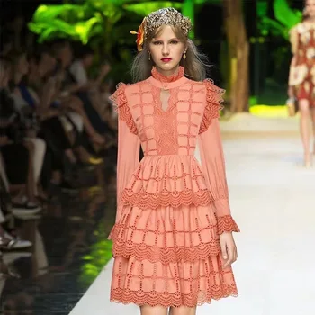 

high quality New arrival Runway Self Portrait elegant mesh Dress Women hollow out luxury embroidery Vintage Dresses vestidos