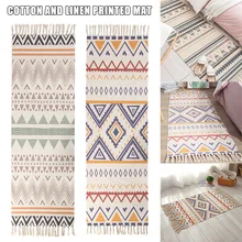 Хлопок и лен ковер Бохо коврик домашняя спальня пол прикроватный коврик с кисточками одеяло может CSV