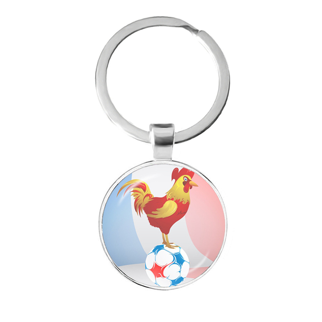 Football Team Emblem Keychain France Flag and Football Logo Key Ring Jewelry European Football Funs Cool Men Gift