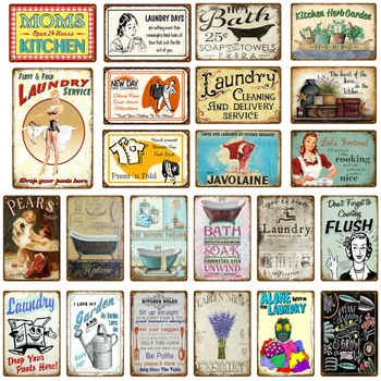 

Laundry Service Metal Tin Sign Vintage Bathtub Metal Plate Poster Wall Decor For Laundry Room Bath Room Garden Iron Painting