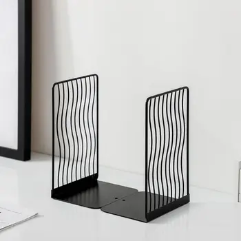 

1 Pair Nordic Iron Bookends Book Stand Support Desktop Office Magazine Organizer Rack Shelf Holder