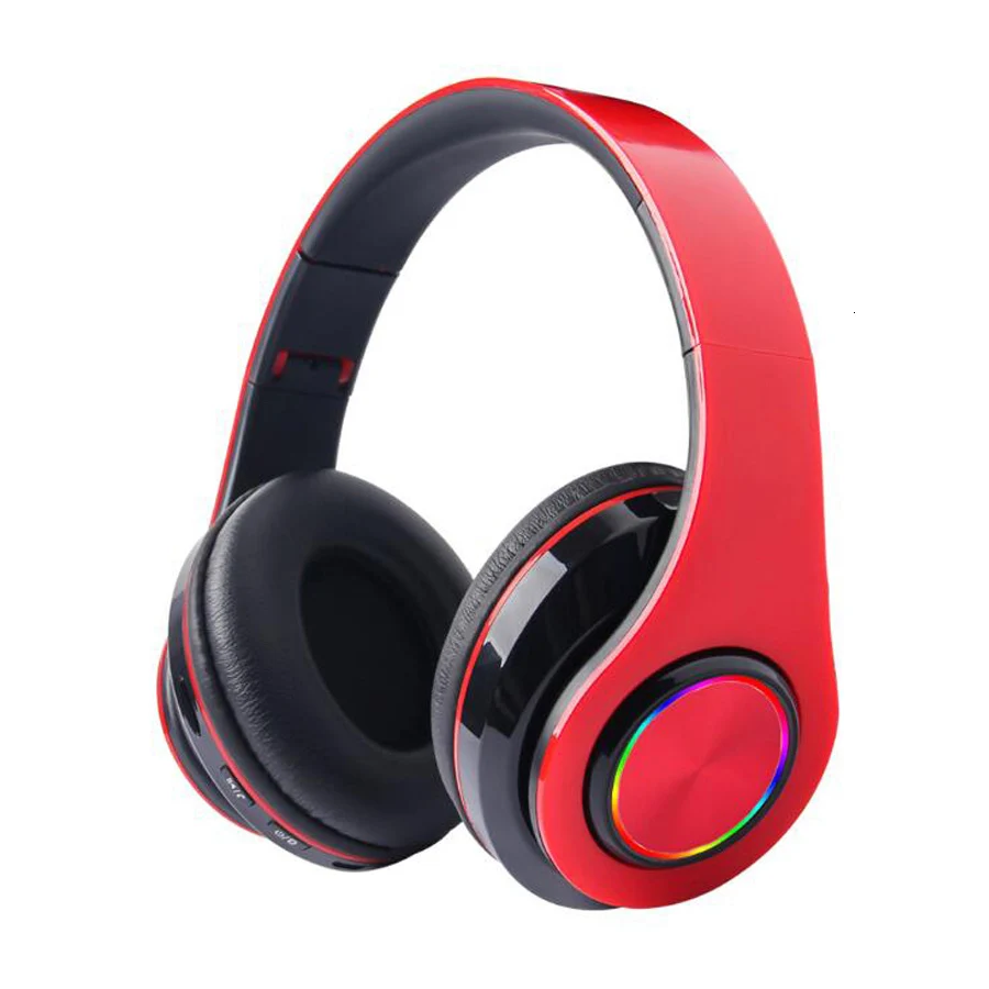 Bluetooth Hoofdtelefoon Draadloze Koptelefoon игровая гарнитура Super Bass met Microfoon TF карта helmen для телефона ПК - Цвет: red