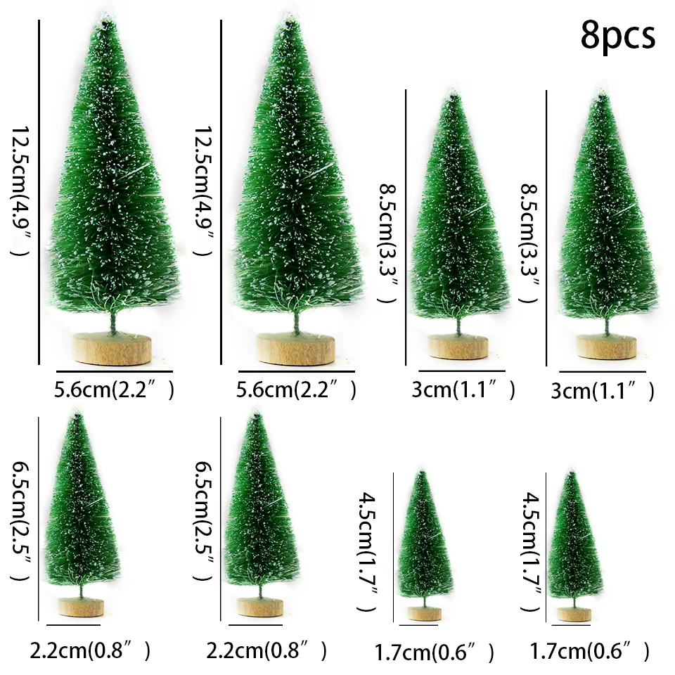 JAWSEU Mini Albero Di Natale Artificiale Bianco Con Neve E Campanelle - Decorazione Da Tavolo Con Base In Legno E Stella Dorata - 5 Stili Disponibili - 4